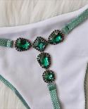 4 Colors  Bikini Women Shiny Fabric Crystal Diamond Gstring Swimwear Swimsuit Bikinis Set Bathing Suit Bikini Luxe Femal