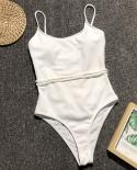 4 Colors  One Piece Swimsuit Swimwear Women Solid Special Fabric Bathing Suit Beachwear With Waistband Maillot De Bain F