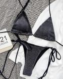 Bikini 2022  Shining Fabric Swimwear Swimsuit Women Triangle Bikinis Set Bathing Suit Beach Bikini Female Biquinis Femin