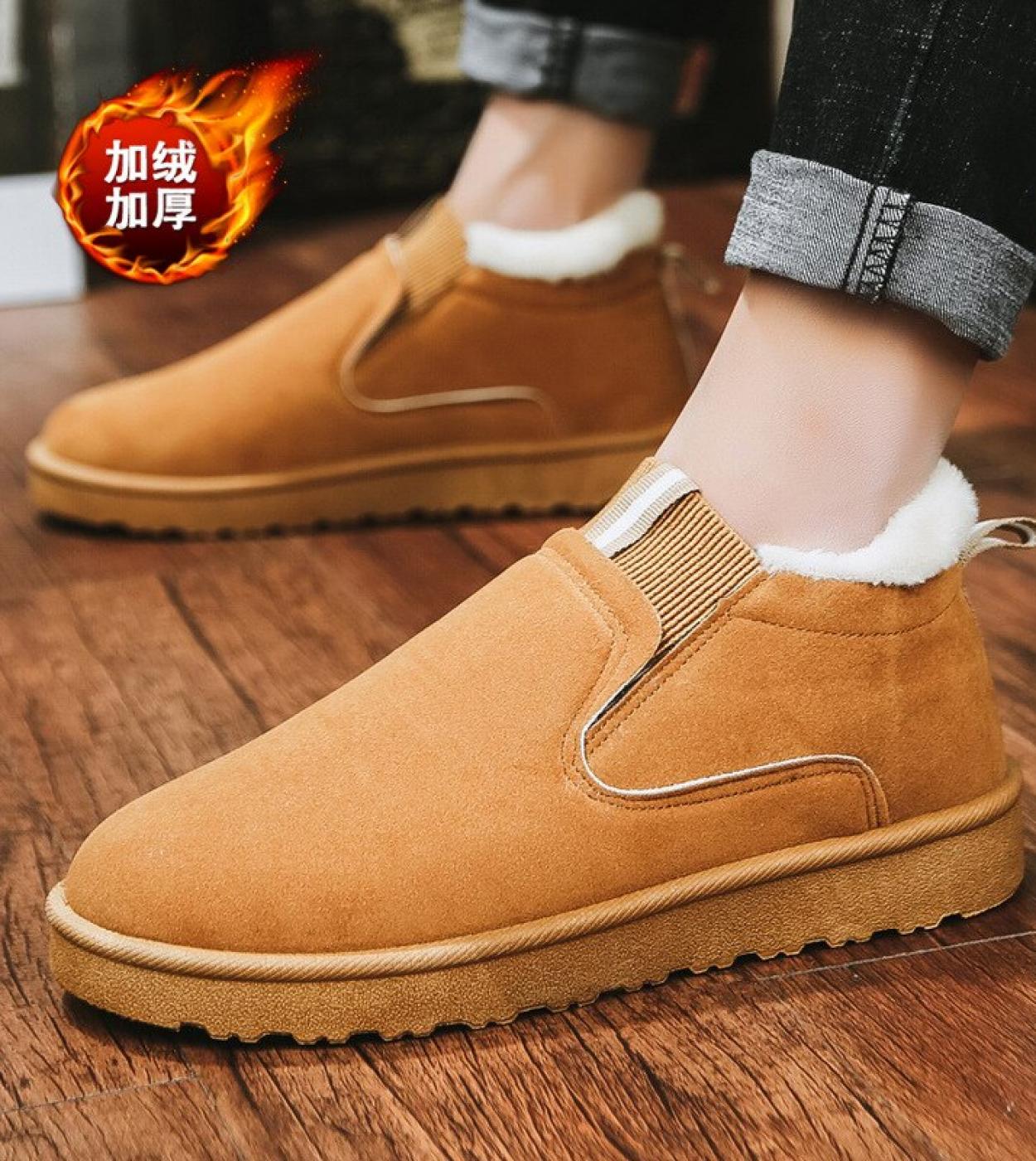 Mens Cotton Snow Boots Brushed Thick  New Casual Shoes Anti Slip Winter Snow Boots Plus Velvet Thick Warm Cotton Shoess