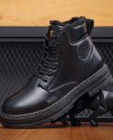 Mens Tooling Short Boots 2022 Autumn Winter Mens Bare Boots Pu Leather Heightened Motorcycle Shoes Thick Soled Snow Bo