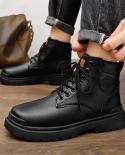 New Hot Selling Cheap Work Boots Men Fashion Casual Motorcycle Leather Boots Men Work Shoes Thick Sole Men Ankle Boots