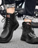 New Hot Selling Cheap Work Boots Men Fashion Casual Motorcycle Leather Boots Men Work Shoes Thick Sole Men Ankle Boots