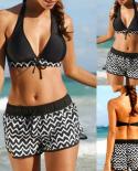 Women Tankini Sets Two Piece Bikini Sets With Surfing Short Shorts Swimwear High Waist Halter Swimsuit Female Купал