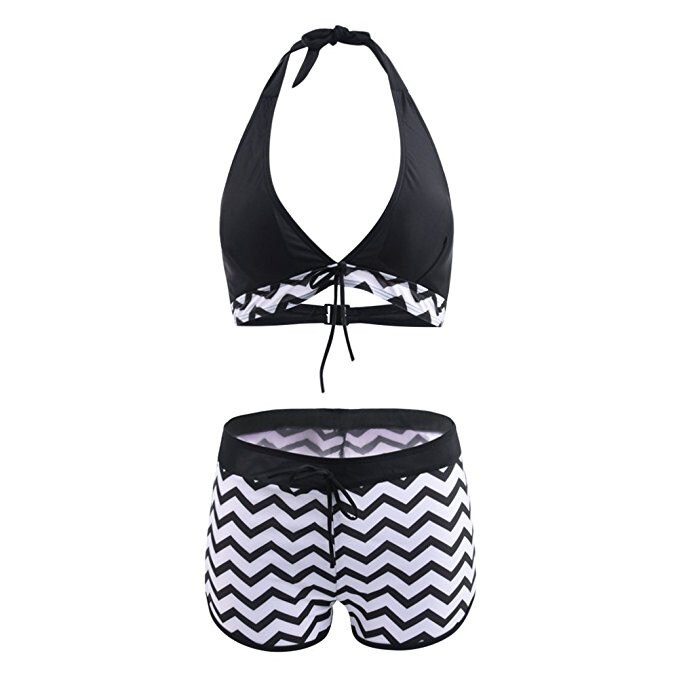 Women Tankini Sets Two Piece Bikini Sets With Surfing Short Shorts Swimwear  High Waist Halter Swimsuit Female Купал