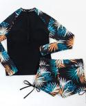 Long Sleeve Tankini Women Rashgurad Two Piece Surfing Suit Push Up Monokini Swimwear Boyleg Bodysuit Bathing Suit 2023 M