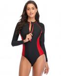 2023 Swimwear Women Patchwork One Piece Swimsuit Long Sleeve Bathing Suit Retro Swimsuit Vintage Beach Wear Surfing Swim