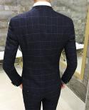 Slim Fit Mens Prom Suits Party Suit Wedding Suits Plaid Leisure Suit Classic Mandarin Collar 2pcsset Jacket With Pants