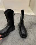 Women Block Low Heels Ankle Boots 2022 Spring Female Round Toe Back Zipper Chelsea Boots High Quality Short Boots Black 