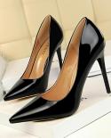 Bigtree Woman Pumps Fashion 105cm Thin High Heeled Leather Shallow Mouth  Thin Pointed Toe Womens Shoeswomens Pumps