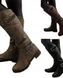 New Autumn Winter Womens Knee High Calf Biker  Boots Ladies Zip Punk Military Combat Army Boots Party Womens Shoesankle