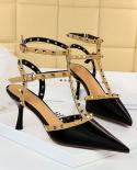 Bigtree  Earrings T Straps Gladiator Women Sandals Elegant Rivet Shoes Ladies Wedding Shoes Rivet High Heel Sandals Big3
