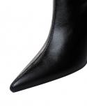 Bigtree  Pu Leather Ankle Boots For Women Black Slim Stretch  Sock Boots Women Winter Plush Warm High Heels Women Bootsa