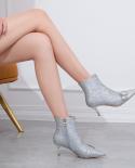 Fashion Women Boots  Silver Butterfly Knot Concise Elegant High Heeled Rome Women Bootsankle Boots