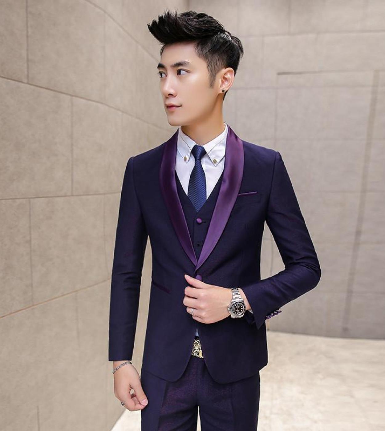 Mens Suits Set Fit Solid Color Three Piece Suit Suit Mens Best Man Dress Small Suit Trendsuits