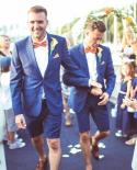  Formal Royal Blue Beach Men Suit Wedding Suit For Men Best Man Tuxedos Shorts Pants Grooms Slim Tailored 2 Pcs Coatsho