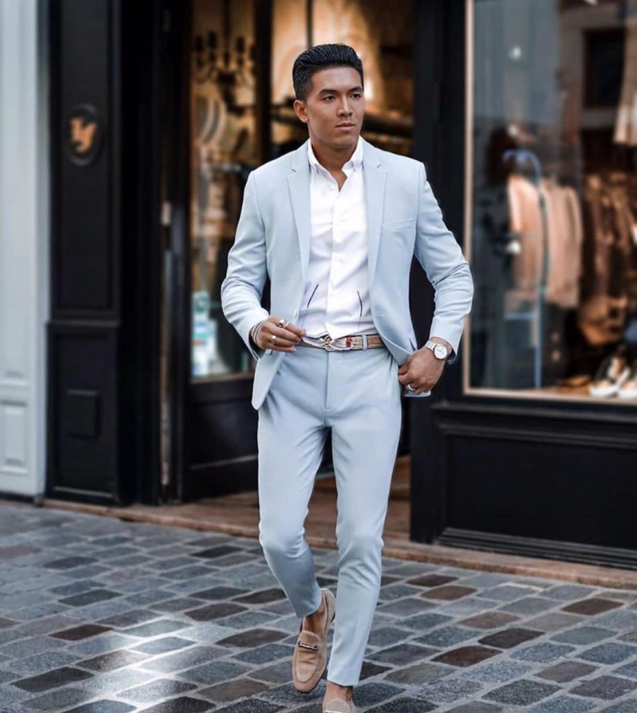 Casual Notch Risvolto Slim Fit Uomo Abiti Costume Homme Mariage