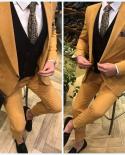 Yellow Jacket Pant Black Vest Costume Homme Marriage Men Suits Slim Fit Blazer Tuxedos Groom Wedding Terno Masculino 3 P