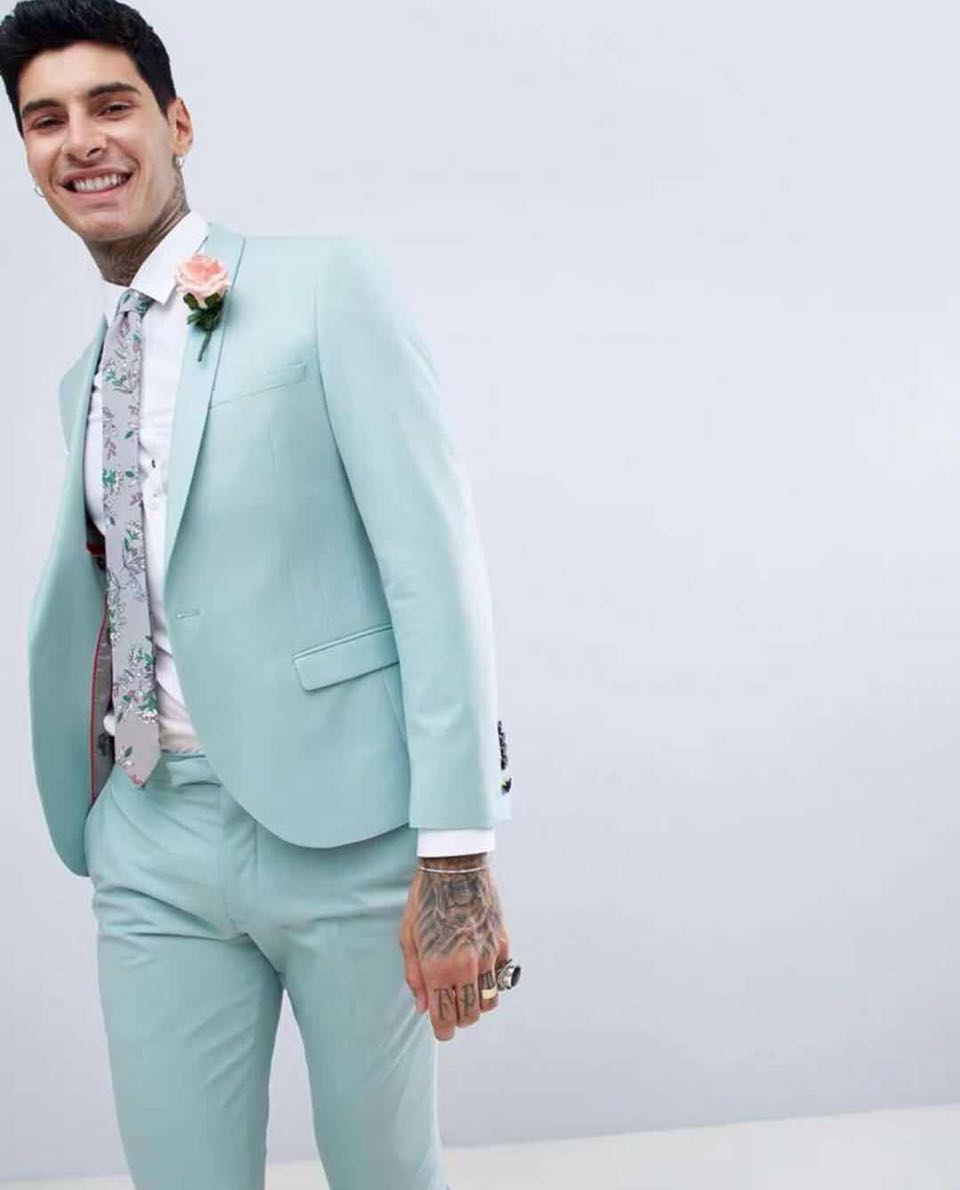 Traje color on sale verde menta hombre