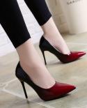 2022 Shadow Women Shoes Pointed Toe Pumps Patent Leather Dress Wine Red 10cm High Heels Boat Shoes Wedding Shoes Zapatos
