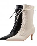  New Boots Women Autumn Winter Fashion Pointed Toe Ankle Boots High Heels  Lace Up Chelsea Booties Party Pumpsankle Boot