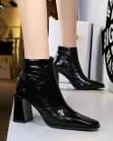Autumn And Winter New Square With The Middle And Side Zipper Fashion Large Short Bootsankle Boots