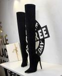 Bigtree New Womens Shoes Woman Sequin Fabric Over The Knee Boots Thin High Heel  Party Boots Botas De Mujer 2022ankle B