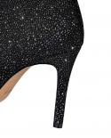 Bigtree Women High Heels Sequins Cloth Ankle Boots Rhinestones High Heels Shoes Woman Pointed Toe  Ladies Shoesankle Boo