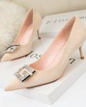 Womens High Heels Stiletto Stiletto Heels With Pointed Toes And Metallic Buttons Banquet Wedding Womens Shoes At Work 