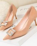 Womens High Heels Stiletto Stiletto Heels With Pointed Toes And Metallic Buttons Banquet Wedding Womens Shoes At Work 
