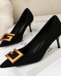 2023 Hot Elegant Metal Buckle Show Thin Womens Sandals Solid Patent Leather Pointed Toe Fashion Brand High Heels Women 