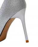   Girls Shoes Woman High Heels Metal Pointed Toe Fashion Womens Shoes Pumps Female Glitter Single Shoe Thin Heel Blackw