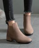  Women Black Ankle Sock Boots Fashion Autumn Stretch Fabric Boots Chunky High Heels Square Toe Women Dress Shoes  Women