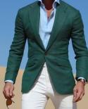 Mix Match Dark Green Jacket Suits With Ivory Pants  Casual Wear Young Men Suit Fashion Party Prom Vestidos jacketpants