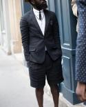 Costume Homme Black Men Suits Casual Summer Beach Wedding Groom Tuxedo Groom Terno Masculino Slim Fit Blazer With Shorts