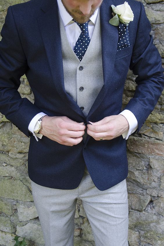 US 89.10 Grey Vest Pant Dark Blue Jacket Costume Groom Tuxedos Men Suits Wedding Prom Dinner Best Man Blazer jacketpantstieve Description