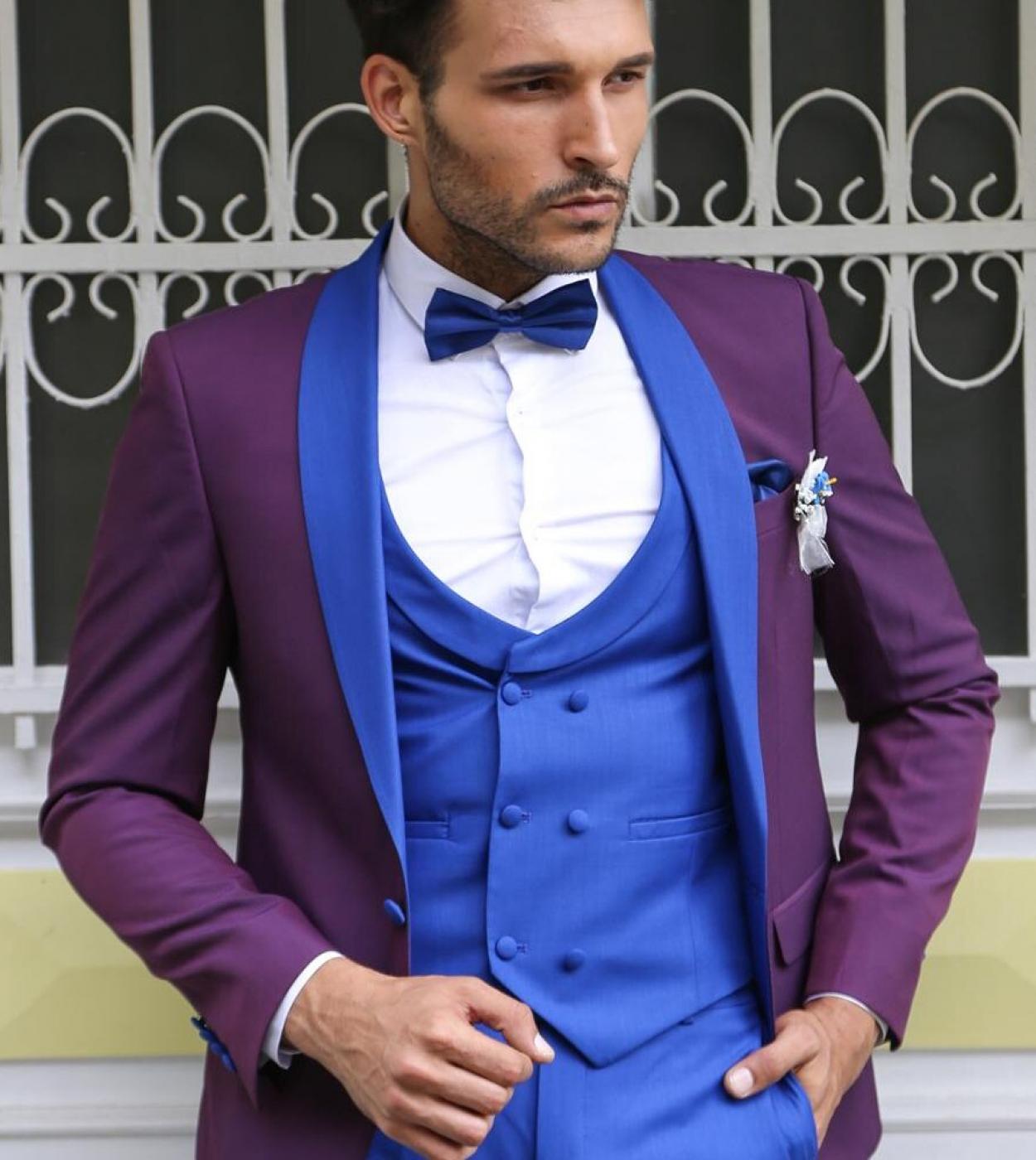 Bleu violet hommes costumes de mariage derni res conceptions de