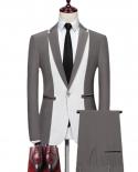 New Fashion Color Matching Men Business Suits 2 Pieces Wedding Groom Party Dress Custom Made Patchwork Blazer Jacket Pan
