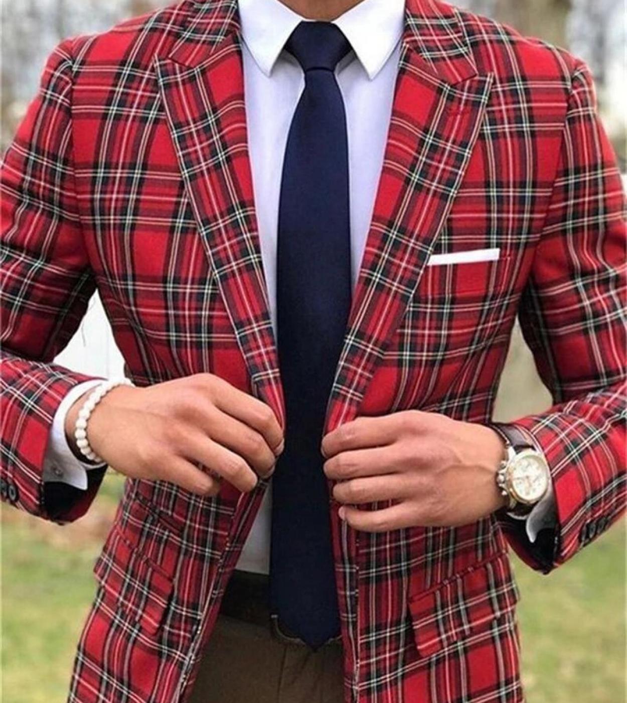 Mens red deals plaid blazer