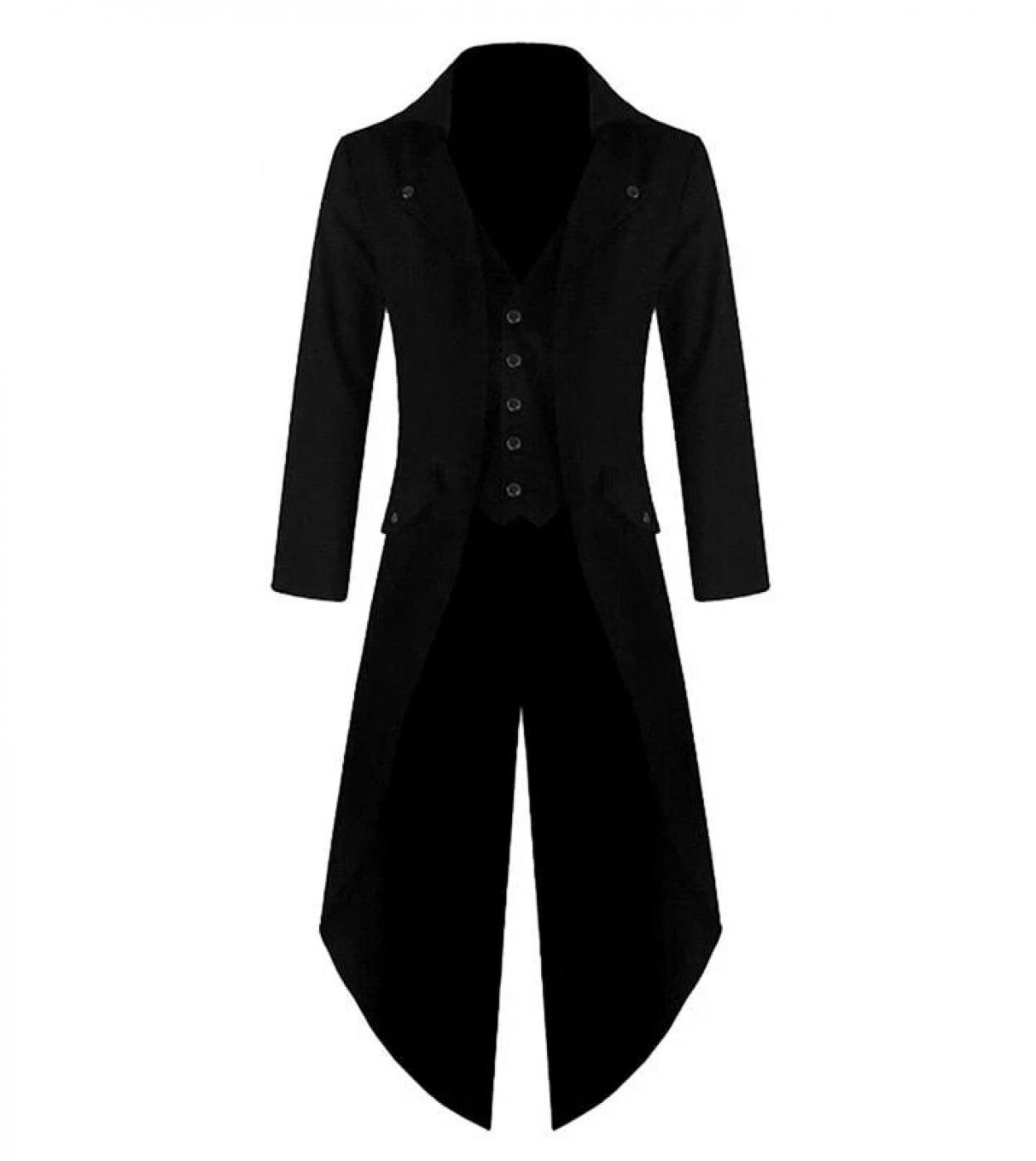  Black Steampunk Men Suits Costume Homme Slim Fit Blazer Tuxedos Groom Wedding Terno Masculino 3 Pcs long Jacketpantv