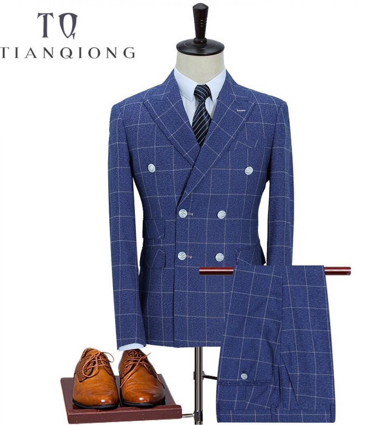 Tian Qiong Brand  New Arrival High Quality Fashion Double Breasted Suits Men,streak Mens Suit,size M 5xl,jacket Pants