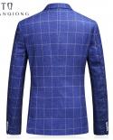 Tian Qiong Double Breasted Suit Men  Slim Fit Wedding Suits For Men Royal Blue Tuxedo Jacket Famous Brand Plaid Suits 3 
