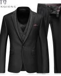 Tian Qiong Men Slim Fit Suit British Wool Casual Wedding Dress Blazer Men One Button Black Suit Men Clothingjacketpant