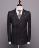  New Arriva Boutique High Quality Smart Casual Stripe Suits Men,double Breasted Skinny Luxury Black Suits Men Clothingsu