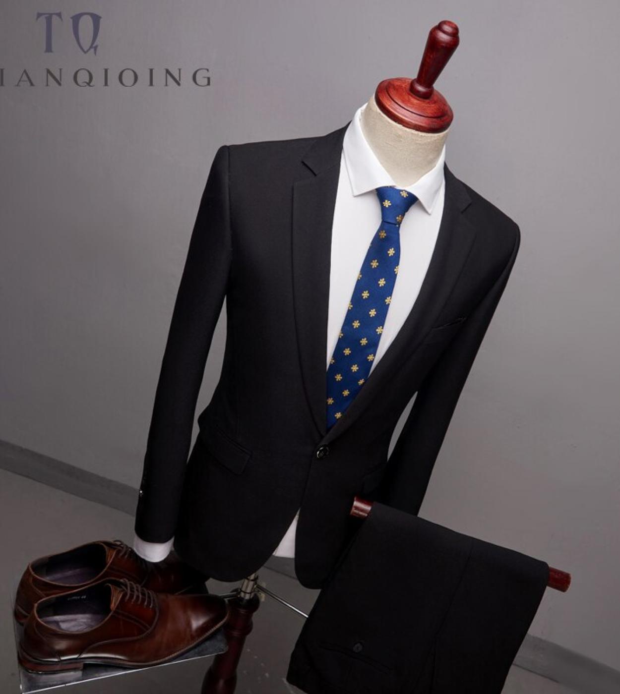 Blazerspants 2pcs Slim Fit Suits Men Notch Lapel Business Wedding Groom Leisure Tuxedo  Latest Coat Pant Designs S 6xls