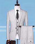 jacket  Vest pants  Mens Suit Fashion Striped Groom Wedding Dress Suit  Men Casual Business Suit With Pants Waistco