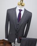 Tian Qiong Wedding Suit For Men Slim Fit Gentlemen Costume Homme Mariage Gary Striped Plaid Designer Mens Formal Busines