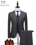 Brand Mens Suit Jacket Plaid Suit Set jacketspantsvests Large Size S 3xl Mens Business And Wedding Dress Blazer Suit