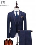 Brand Men Suit  New Arrival Men Suit 3 Pieces Classic Plaid Suits Men Business Wedding Suits Slim Fit Men Tuexdo Party D