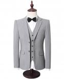  Grey Striped Suit Men Latest Wedding Suits For Men Slim Fit Mens Business Suits High Quality Blazers Pants Vest Formal 